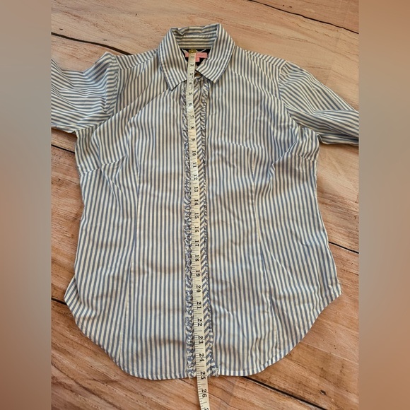 Lilly Pulitzer Womens Long Sleeve Button Up Shirt Size 8  Striped Ruffle Zebra - Picture 3 of 9